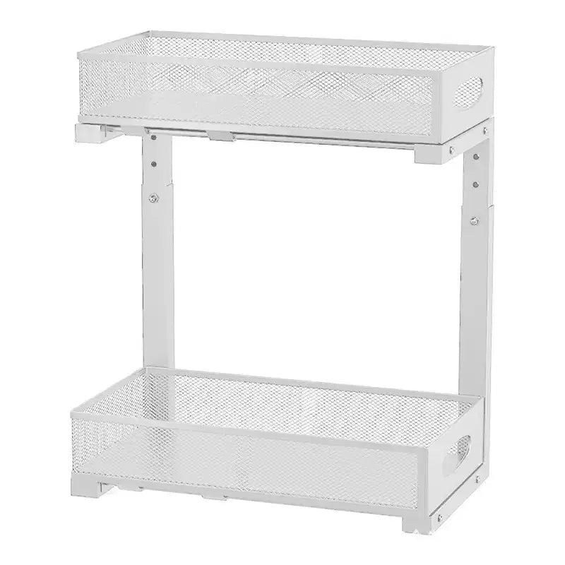 Rangement sous évier GustoWave, organiseur de cuisine en acier au carbone, panier de rangement coulissant à 2 niveaux pour sous évier, organiseur de meuble de cuisine réglable en hauteur