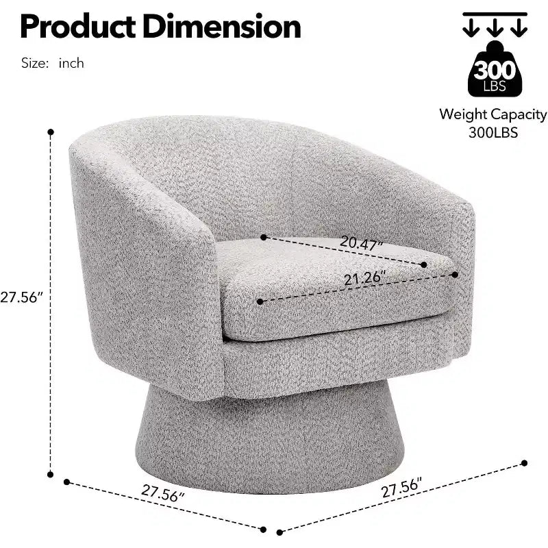 Fauteuil de salon pivotant à 360°, revêtement en chenille peluche, base en bois avec pouf, réglable (Beige/Gris/Vert/Rose) pour salon et chambre à coucher