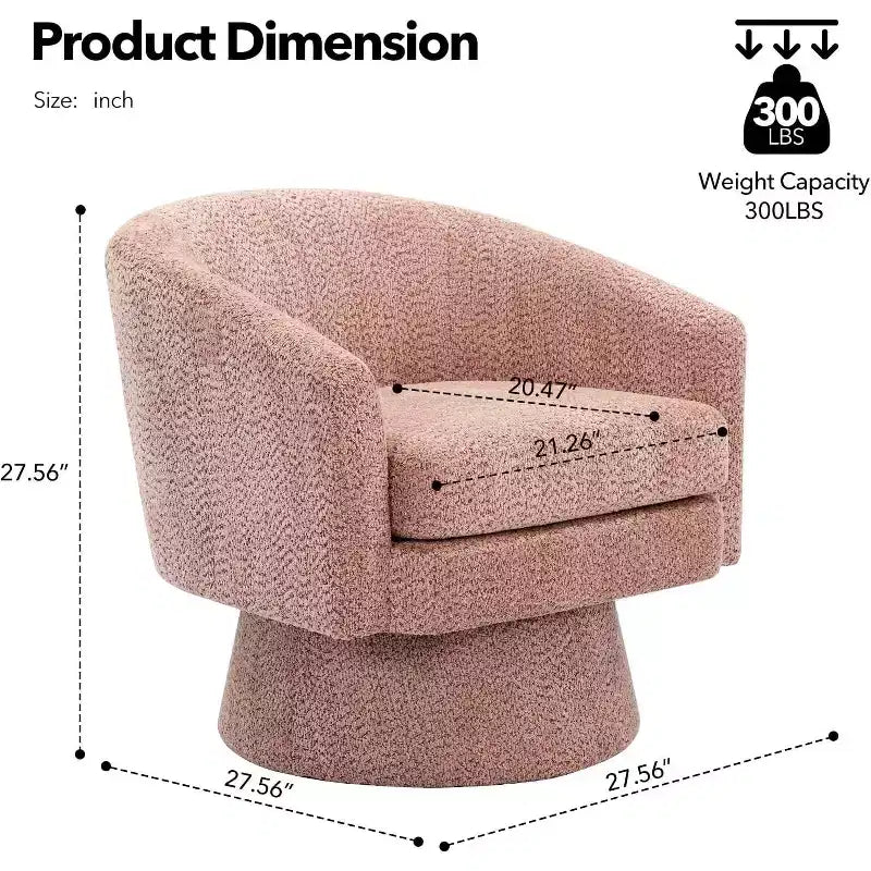 Fauteuil de salon pivotant à 360°, revêtement en chenille peluche, base en bois avec pouf, réglable (Beige/Gris/Vert/Rose) pour salon et chambre à coucher