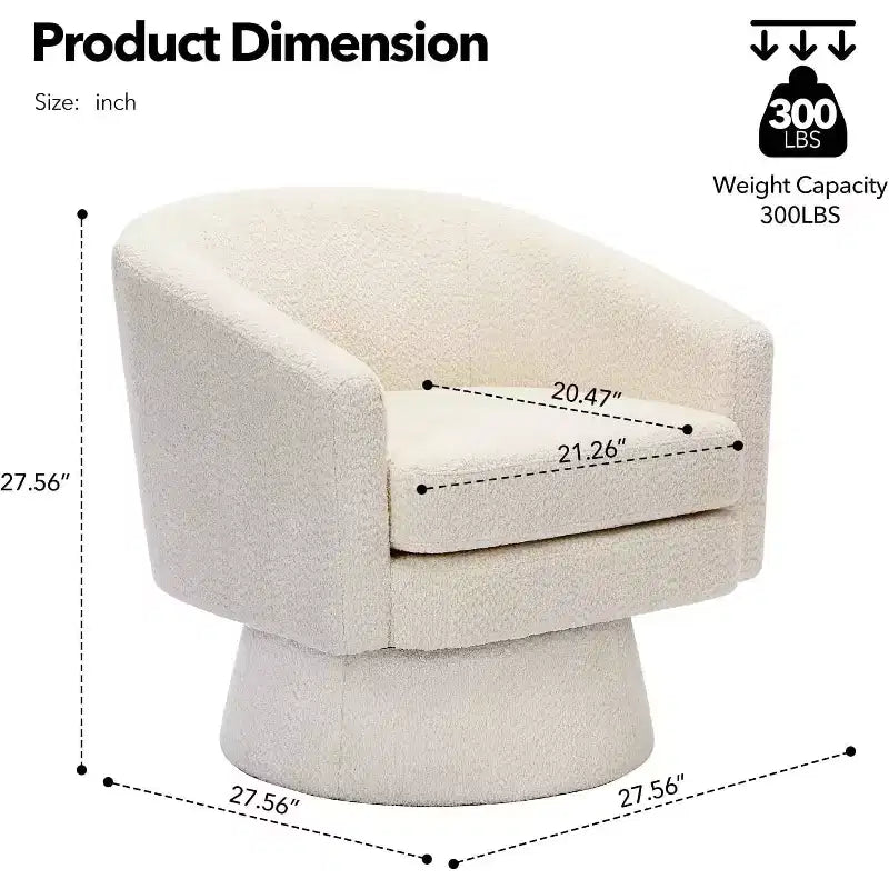 Fauteuil de salon pivotant à 360°, revêtement en chenille peluche, base en bois avec pouf, réglable (Beige/Gris/Vert/Rose) pour salon et chambre à coucher