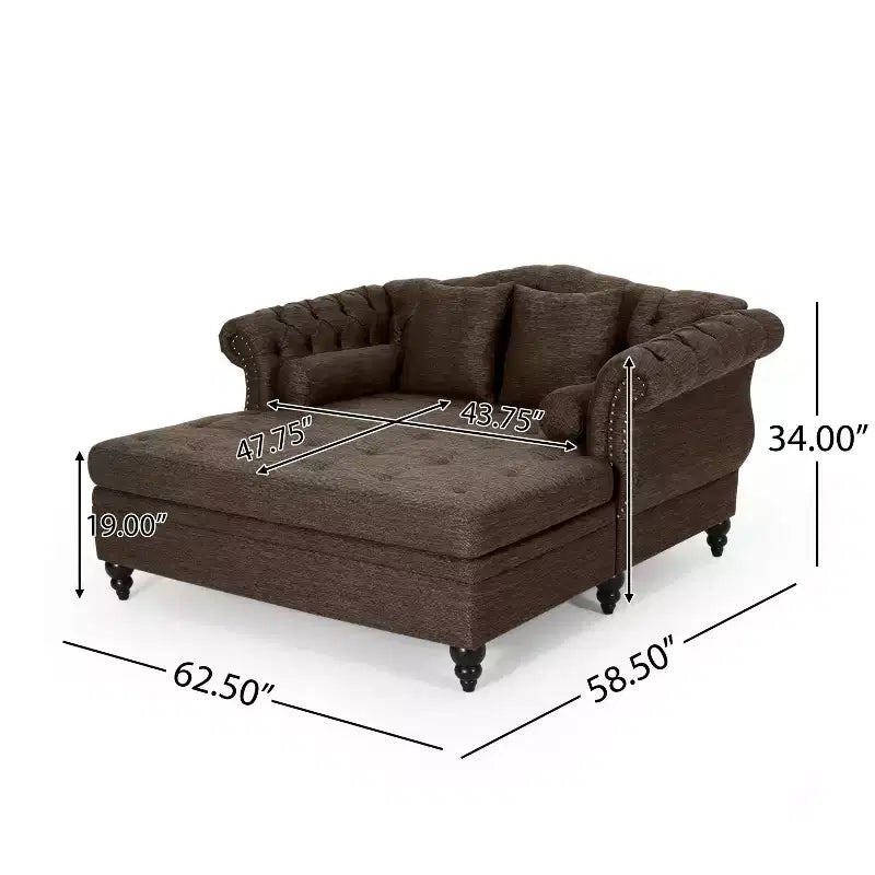 Canapé double avec méridienne capitonné vintage Christopher Knight Home Brynn 62