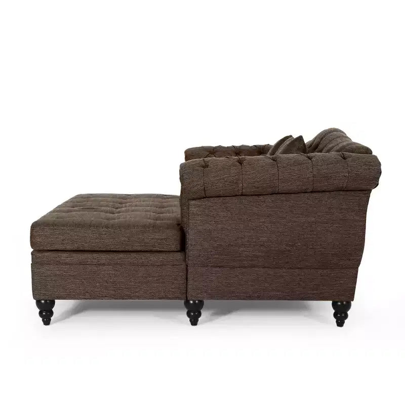 Canapé double avec méridienne capitonné vintage Christopher Knight Home Brynn 62