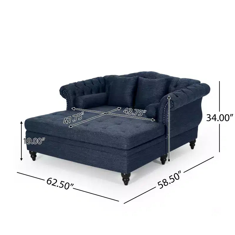 Canapé double avec méridienne capitonné vintage Christopher Knight Home Brynn 62