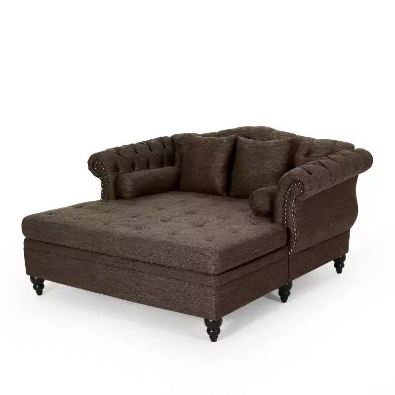 Canapé double avec méridienne capitonné vintage Christopher Knight Home Brynn 62