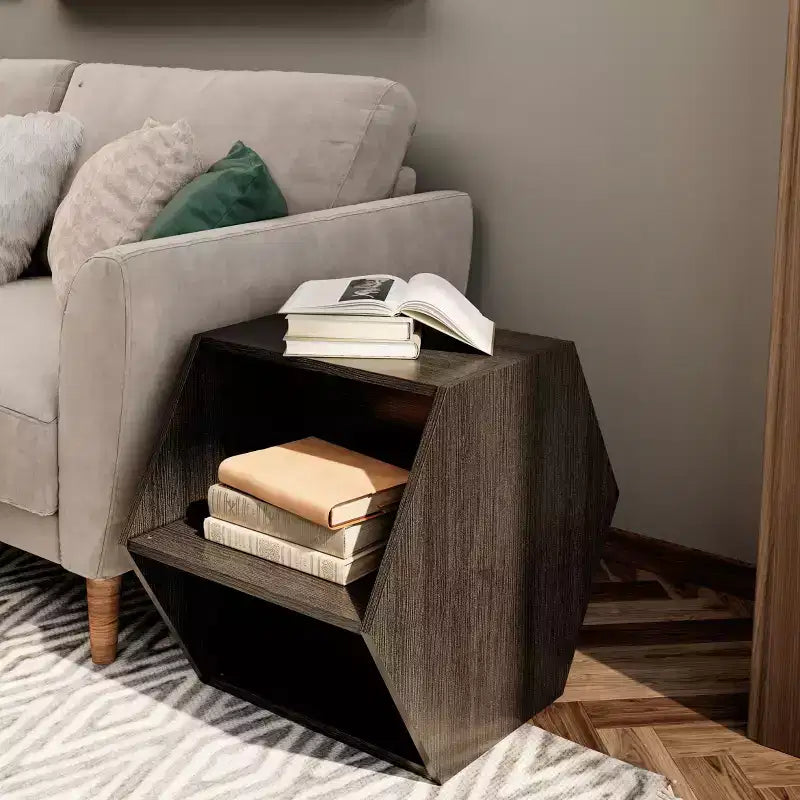Table Basse Hexagonale Empilable Okak 23.6 avec Rangement Ouvert, Table d'Appoint Multifonctionnelle pour Salon, Chambre à Coucher, Bureau à Domicile