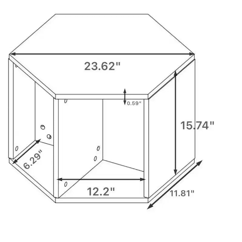Table Basse Hexagonale Empilable Okak 23.6 avec Rangement Ouvert, Table d'Appoint Multifonctionnelle pour Salon, Chambre à Coucher, Bureau à Domicile