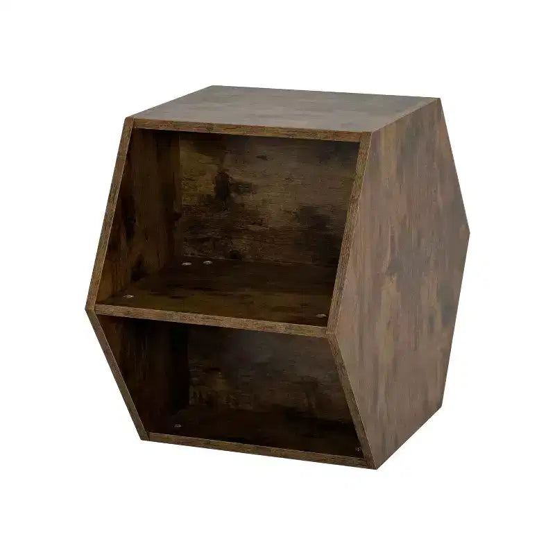 Table Basse Hexagonale Empilable Okak 23.6 avec Rangement Ouvert, Table d'Appoint Multifonctionnelle pour Salon, Chambre à Coucher, Bureau à Domicile
