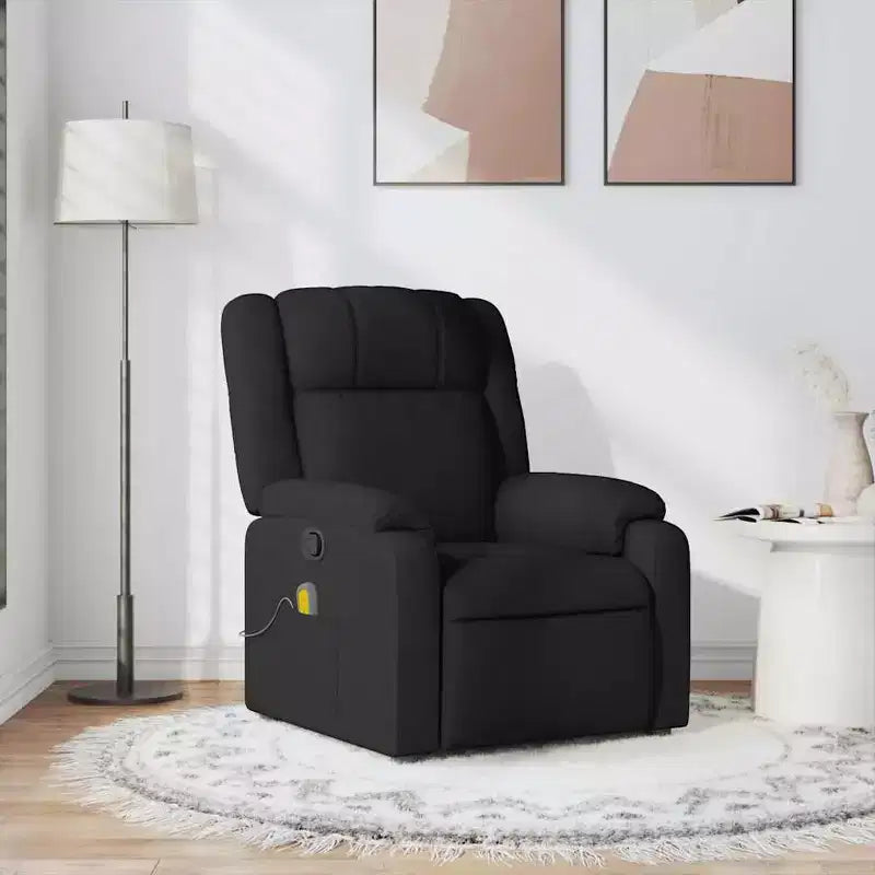 Fauteuil inclinable de massage pour salon, 6 points de vibration réglables, tissu noir