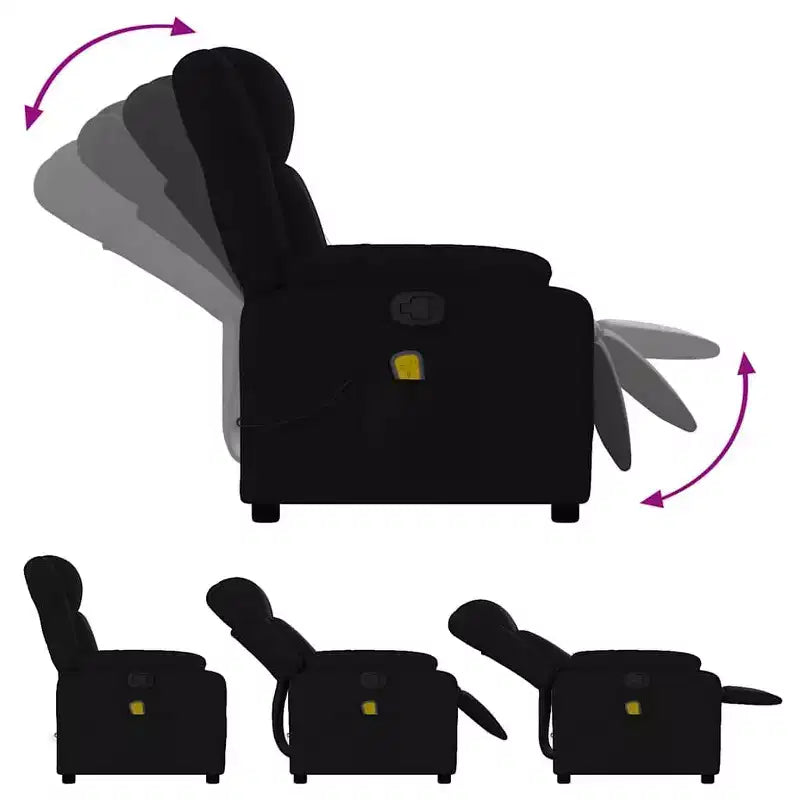 Fauteuil inclinable de massage pour salon, 6 points de vibration réglables, tissu noir