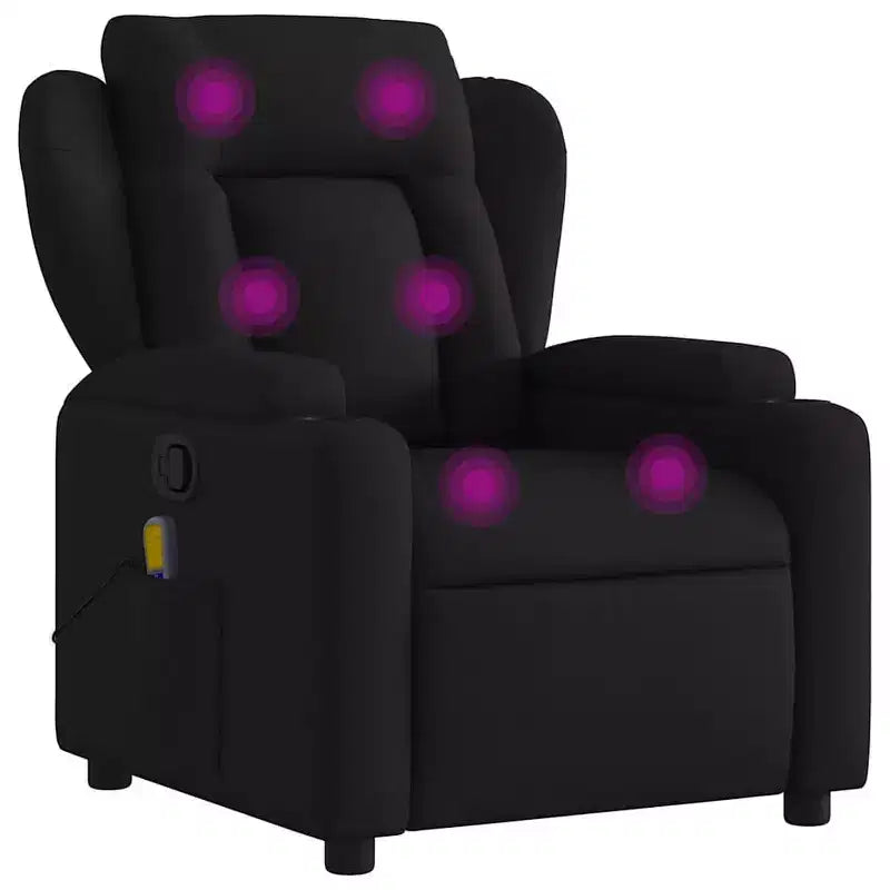 vidaXL Black Fabric Massage Recliner Chair-Manual Recline-Vibration Massage-Padded Seating-Cup Holders