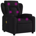 vidaXL Black Fabric Massage Recliner Chair-Manual Recline-Vibration Massage-Padded Seating-Cup Holders