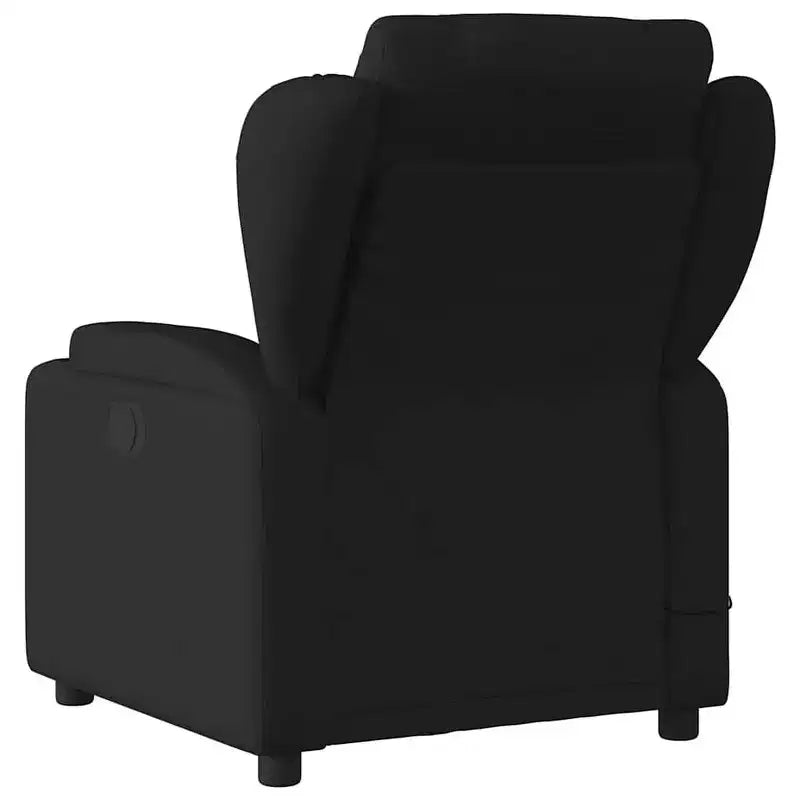 Fauteuil inclinable de massage en tissu noir-Inclinaison manuelle-Massage par vibration-Assise rembourrée-Porte-gobelets