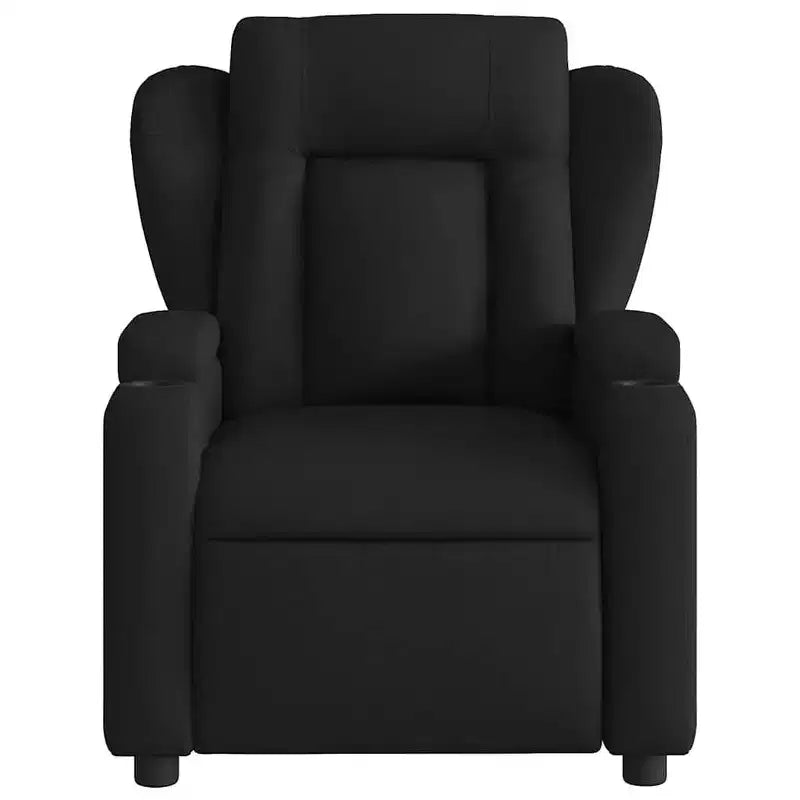 Fauteuil inclinable de massage en tissu noir-Inclinaison manuelle-Massage par vibration-Assise rembourrée-Porte-gobelets