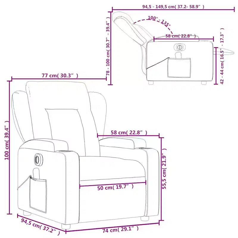 Fauteuil inclinable de massage électrique vert foncé