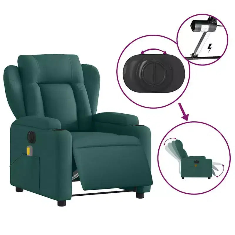 Fauteuil inclinable de massage électrique vert foncé
