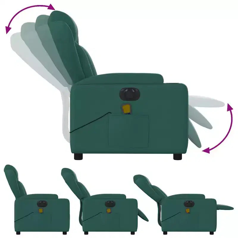 Fauteuil inclinable de massage électrique vert foncé