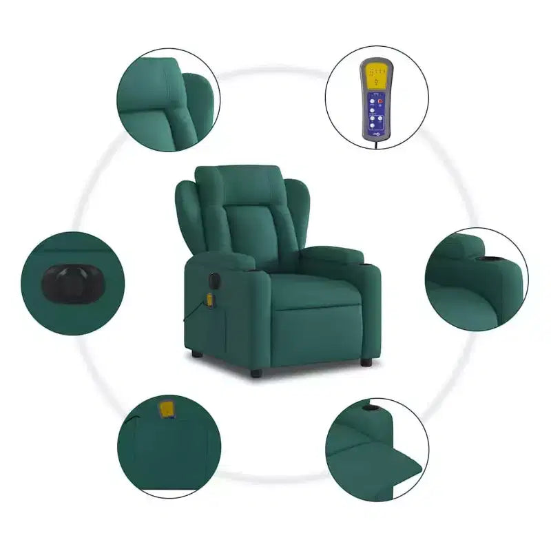 Fauteuil inclinable de massage électrique vert foncé