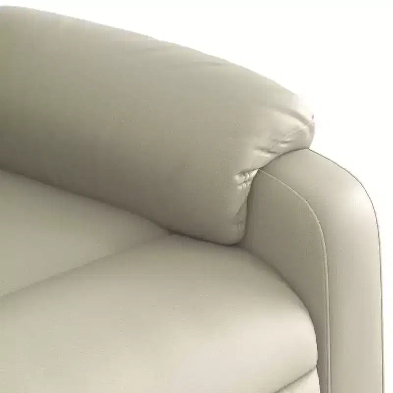 Fauteuil inclinable de massage électrique - Fauteuil en similicuir crème avec inclinaison motorisée, massage vibrant, poche latérale pour salon