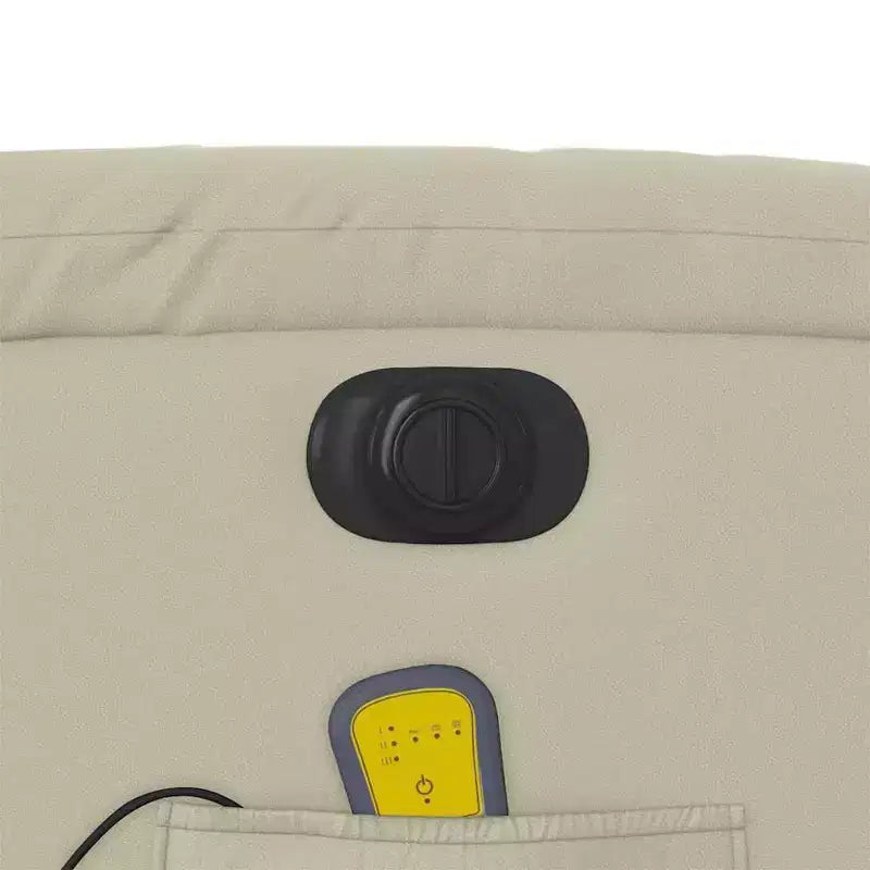 Fauteuil inclinable de massage électrique - Fauteuil en similicuir crème avec inclinaison motorisée, massage vibrant, poche latérale pour salon
