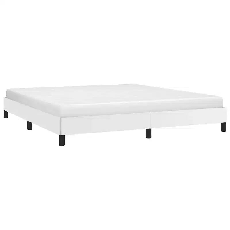 Cadre de lit California King, cadre de lit plateforme rembourré en similicuir, blanc, sans matelas