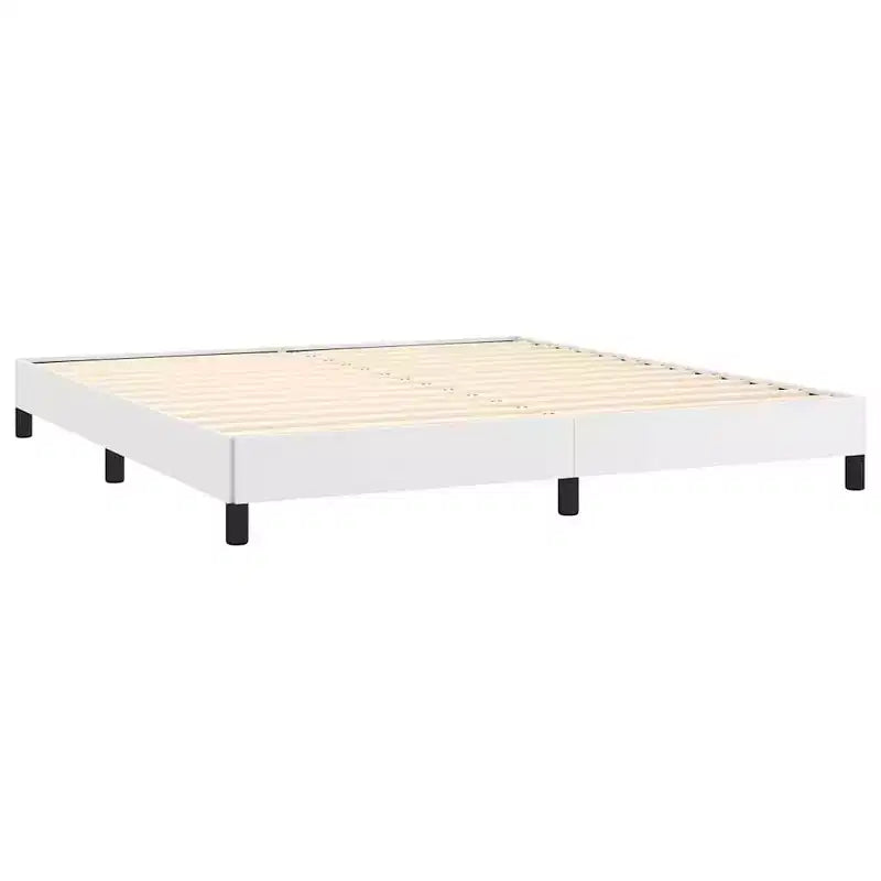 Cadre de lit California King, cadre de lit plateforme rembourré en similicuir, blanc, sans matelas
