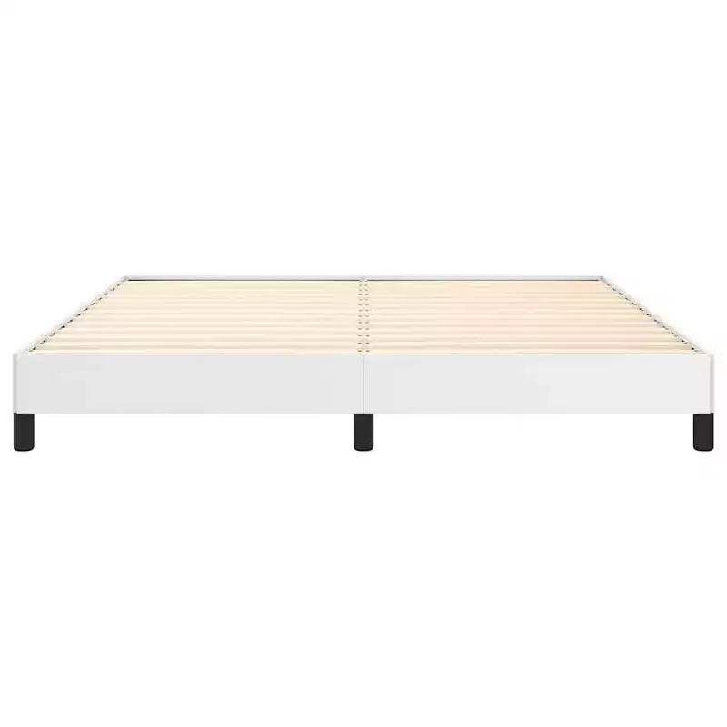 Cadre de lit California King, cadre de lit plateforme rembourré en similicuir, blanc, sans matelas