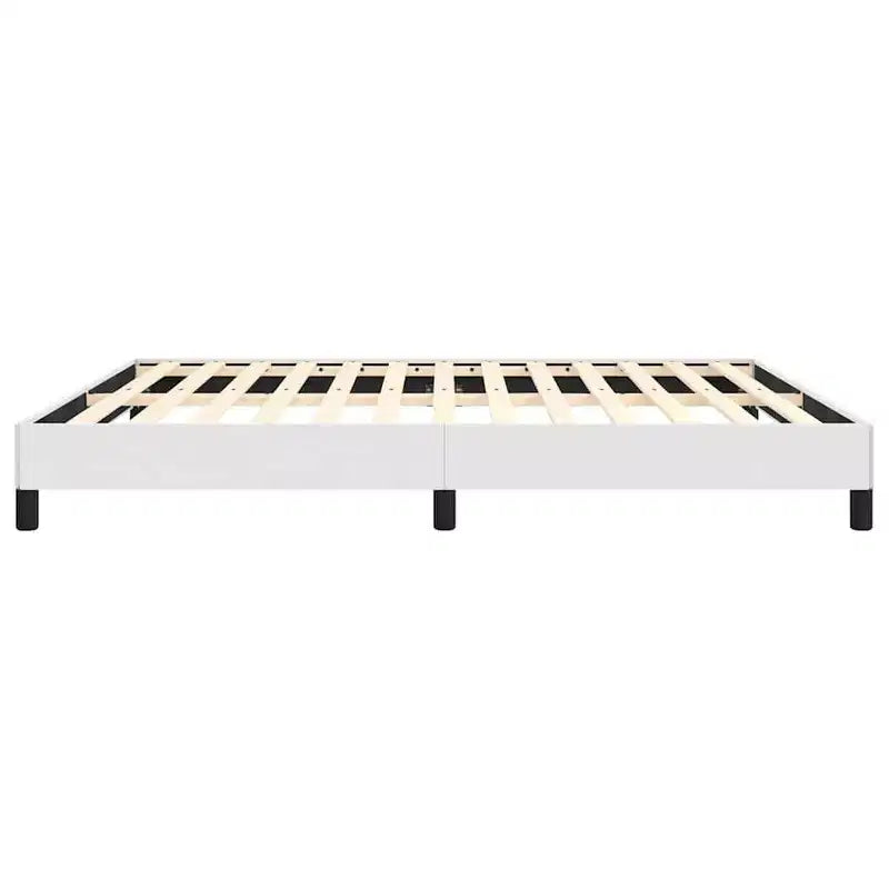 Cadre de lit California King, cadre de lit plateforme rembourré en similicuir, blanc, sans matelas