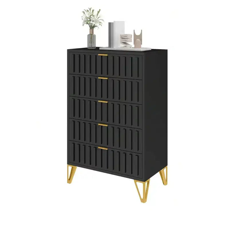 Meuble de rangement en métal à 5 tiroirs, commodes pour chambre à coucher, salon, organisateur, salon, entrée, couloir, noir