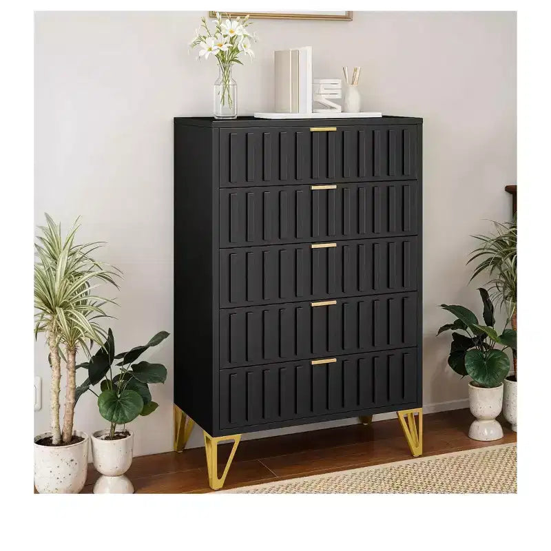 Meuble de rangement en métal à 5 tiroirs, commodes pour chambre à coucher, salon, organisateur, salon, entrée, couloir, noir