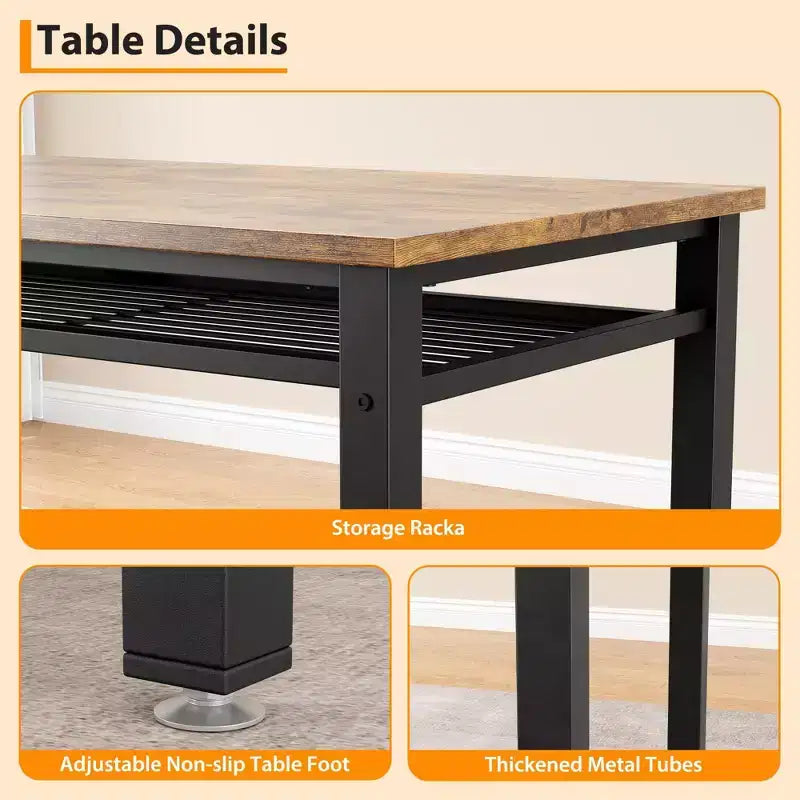 Ensemble Table de Cuisine Fermière pour 4 avec Banc de Rangement, Ensemble Table et Chaises pour Cuisine Salle à Manger Appartement