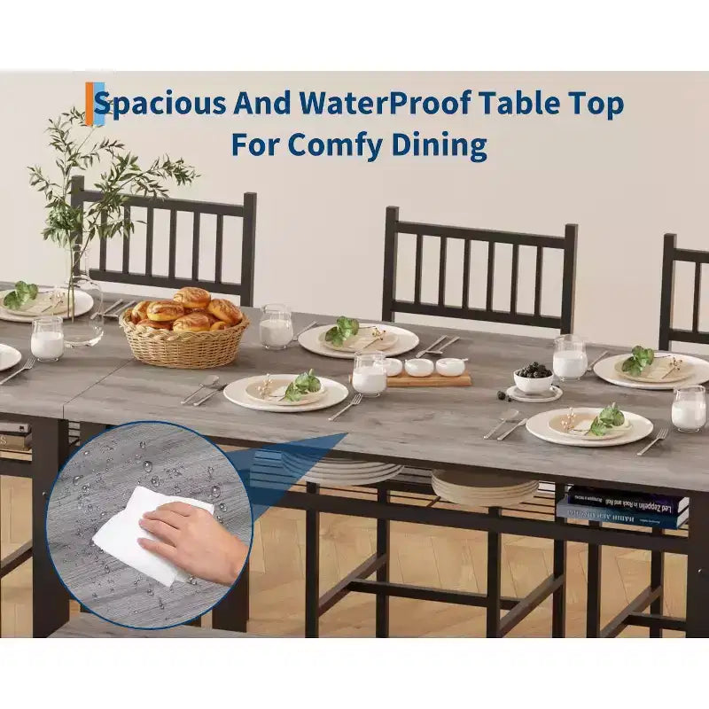 Ensemble Table de Cuisine Fermière pour 4 avec Banc de Rangement, Ensemble Table et Chaises pour Cuisine Salle à Manger Appartement