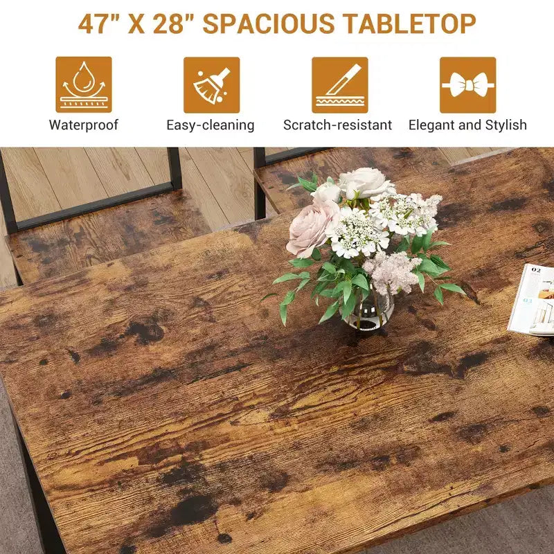 Ensemble Table de Cuisine Fermière pour 4 avec Banc de Rangement, Ensemble Table et Chaises pour Cuisine Salle à Manger Appartement