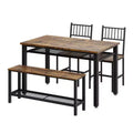 COZONY Farmhouse Kitchen Table Set for 4 with Storage Bench, Dining Table and Chairs Set for Kitchen Dining Room Apartment