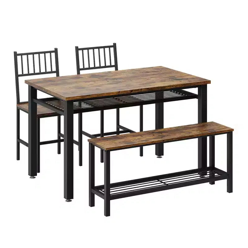 Ensemble Table de Cuisine Fermière pour 4 avec Banc de Rangement, Ensemble Table et Chaises pour Cuisine Salle à Manger Appartement