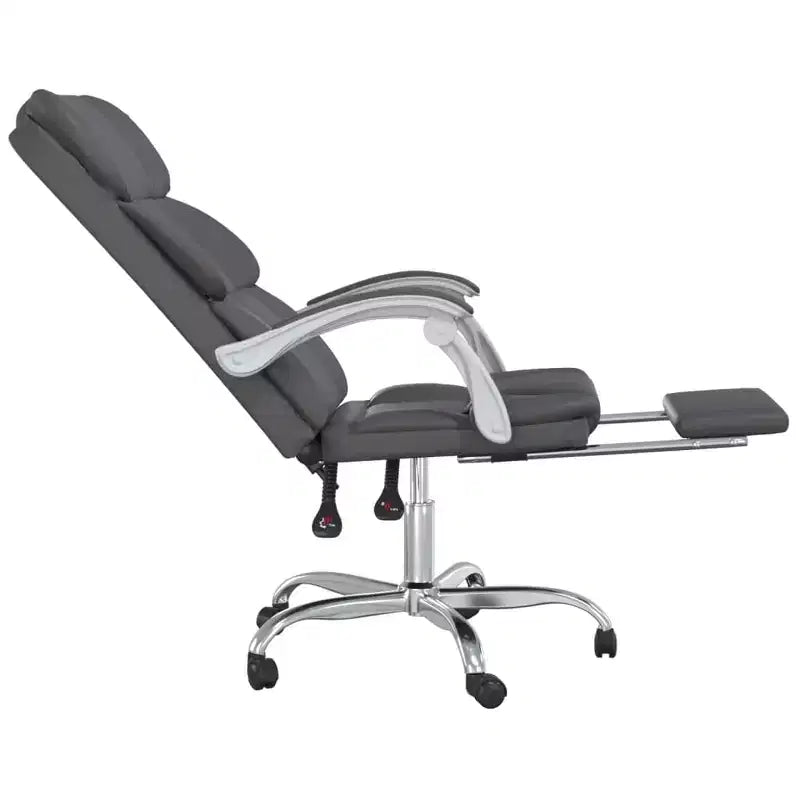 Chaise de bureau en similicuir réglable en hauteur, chaise d'ordinateur ergonomique à dossier haut avec support lombaire et repose-pieds pour la maison et le bureau