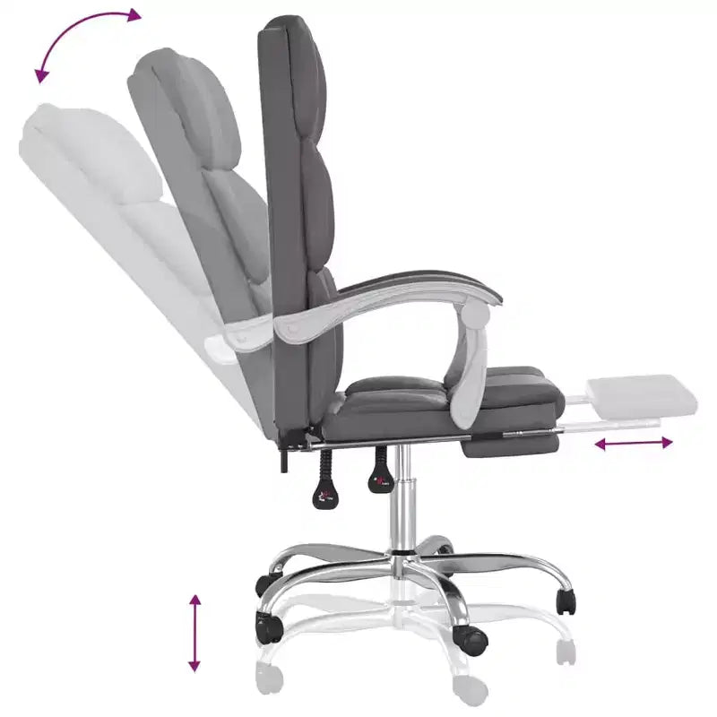 Chaise de bureau en similicuir réglable en hauteur, chaise d'ordinateur ergonomique à dossier haut avec support lombaire et repose-pieds pour la maison et le bureau
