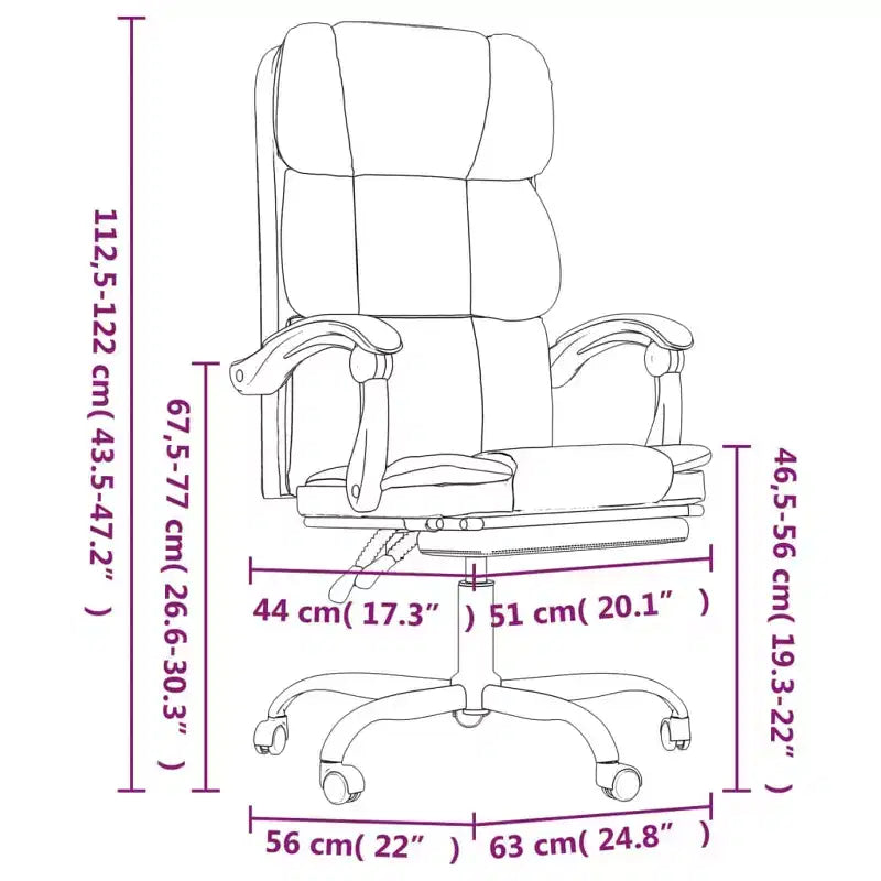 Chaise de bureau en similicuir réglable en hauteur, chaise d'ordinateur ergonomique à dossier haut avec support lombaire et repose-pieds pour la maison et le bureau