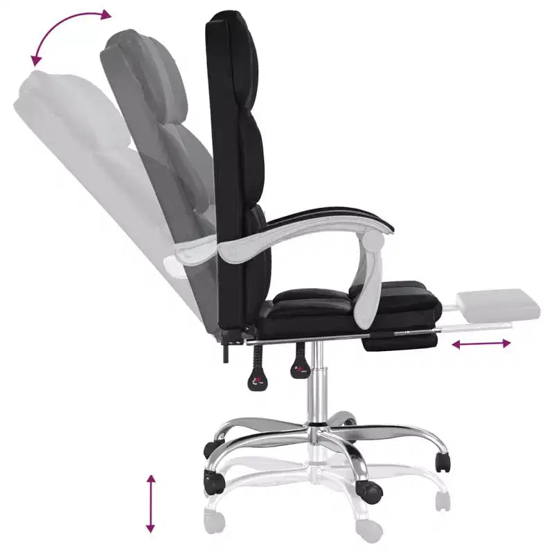 Chaise de bureau en similicuir réglable en hauteur, chaise d'ordinateur ergonomique à dossier haut avec support lombaire et repose-pieds pour la maison et le bureau