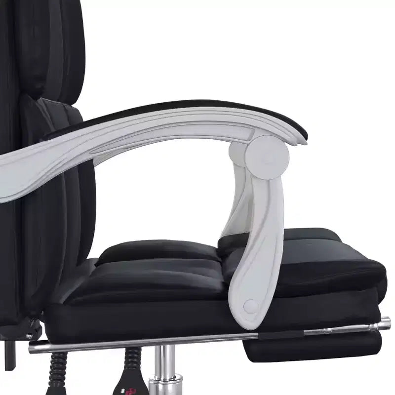 Chaise de bureau en similicuir réglable en hauteur, chaise d'ordinateur ergonomique à dossier haut avec support lombaire et repose-pieds pour la maison et le bureau