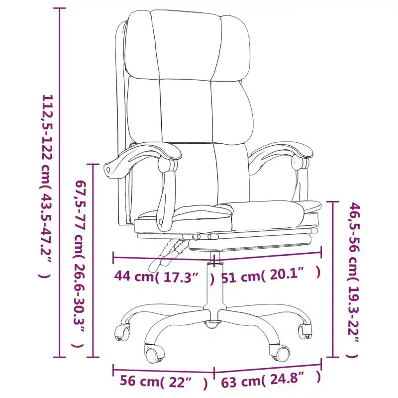 Chaise de bureau en similicuir réglable en hauteur, chaise d'ordinateur ergonomique à dossier haut avec support lombaire et repose-pieds pour la maison et le bureau