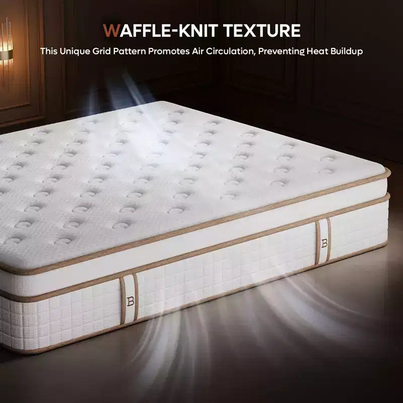 Matelas hybride en mousse à mémoire de forme au gel Tencel 10/12/14 dans une boîte, fermeté moyenne, isolation des mouvements
