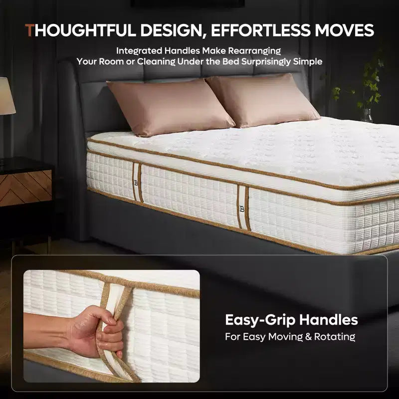 Matelas hybride en mousse à mémoire de forme au gel Tencel 10/12/14 dans une boîte, fermeté moyenne, isolation des mouvements