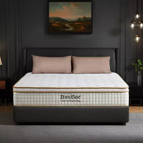 10 inch King Size Tencel Medium Hybrid Mattress, Plush Layer and Cooling Gel Memory Foam Mattress in a Box