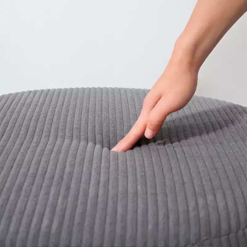 Pouffe de rangement rond de 24 pouces avec couvercle, repose-pieds rembourré en velours côtelé pour salon, chambre à coucher