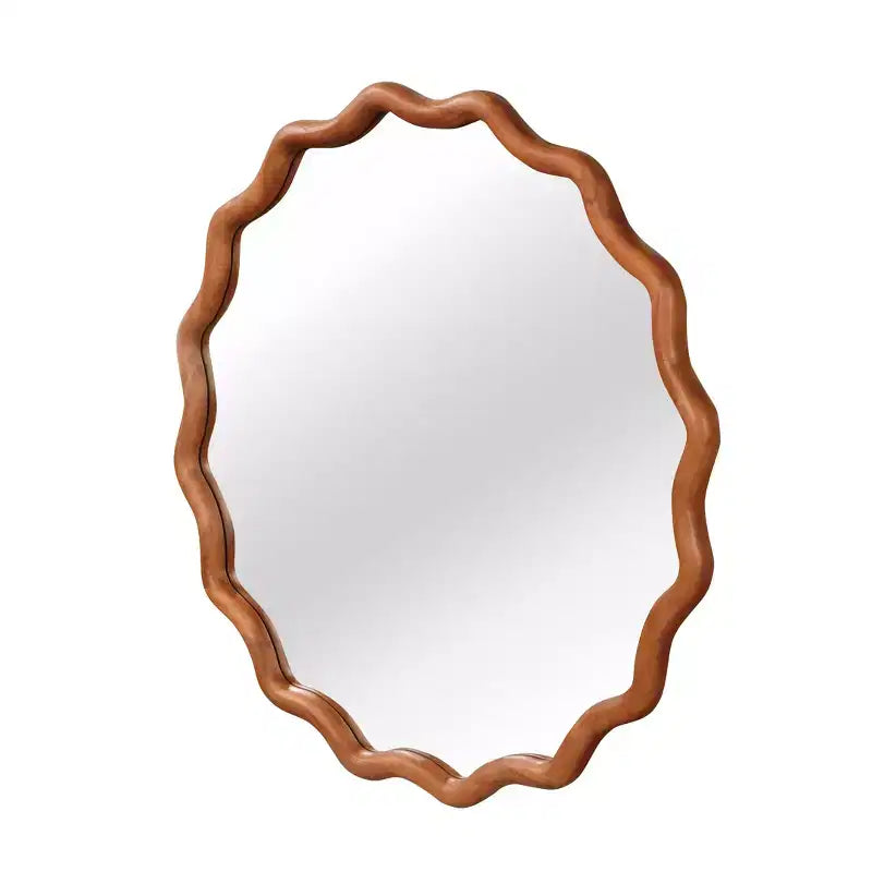 Miroir décoratif PexFix 36 avec cadre en bois massif ondulé, style moderne de ferme, pour chambre à coucher, salle de bain, salon, entrée, marron