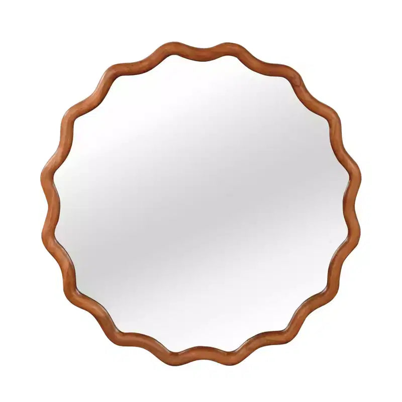 Miroir décoratif PexFix 36 avec cadre en bois massif ondulé, style moderne de ferme, pour chambre à coucher, salle de bain, salon, entrée, marron
