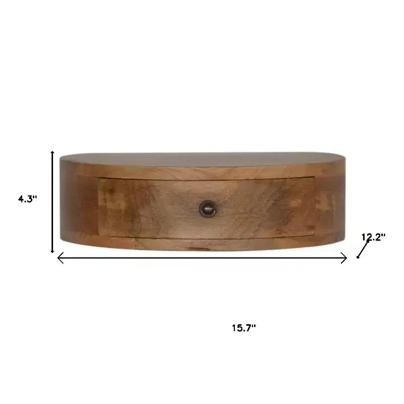 HomeRoots 16 Table de chevet flottante ronde à un tiroir en bois massif marron