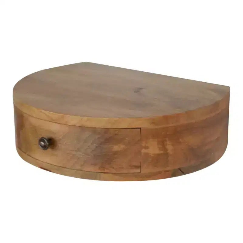 HomeRoots 16 Table de chevet flottante ronde à un tiroir en bois massif marron