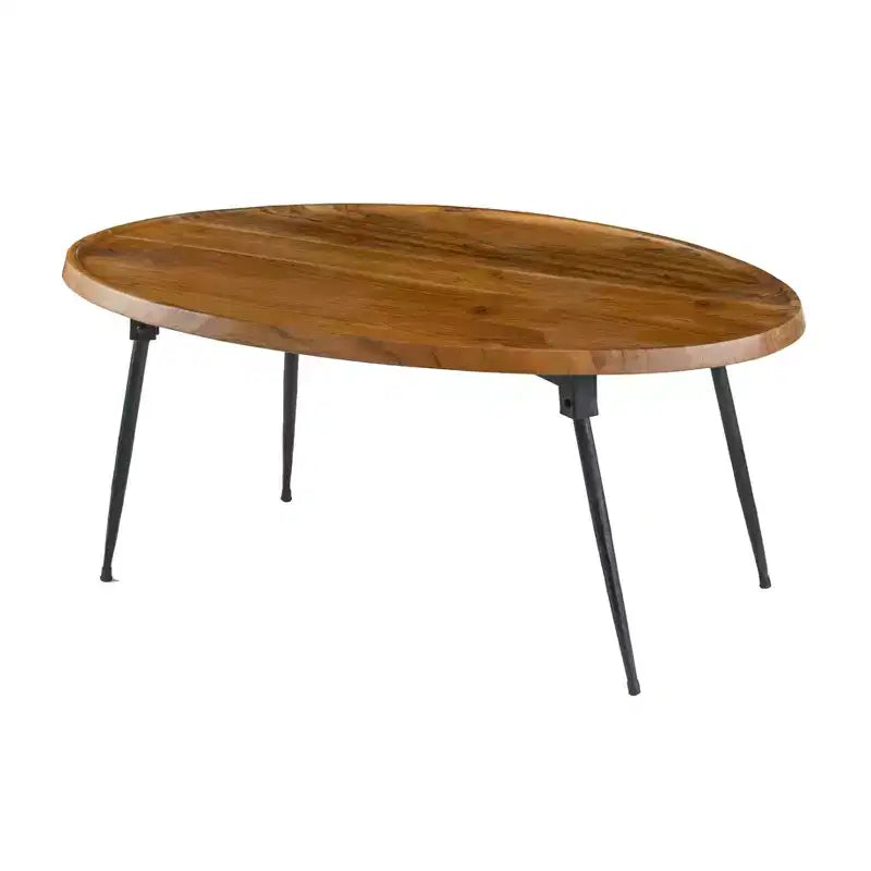 Table basse ovale Noyes en bois d'acacia et fer GDFStudio