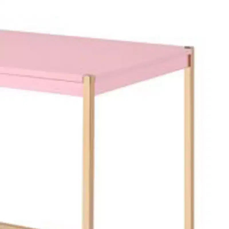 Bureau avec station d'accueil USB et pieds en métal, rose et or rose